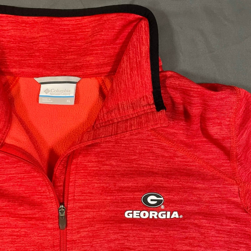 Columbia Georgia Bulldogs Red Space Dye Full Zip Jacket XL Thumbholes